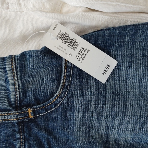 NWT baby Gap white stretch 2T denim bottoms & NWT old Navy 5 pocket skirt - Picture 4 of 13